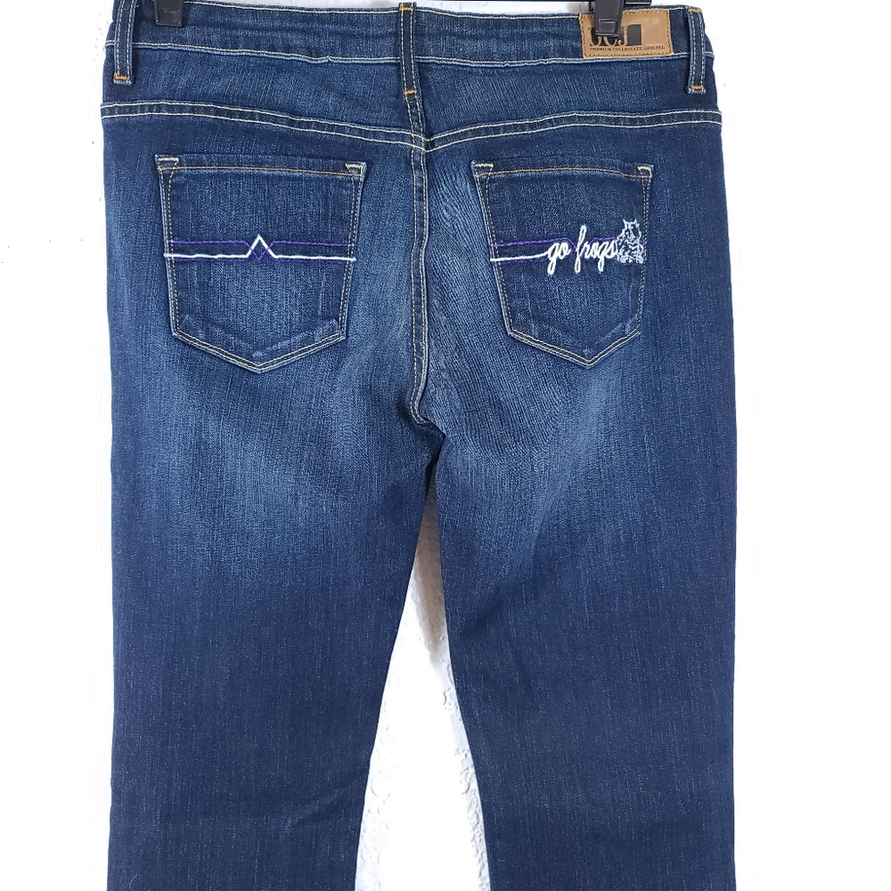 OCJ Apparel TCU Go Frogs Print Collegiate Jeans - Picture 6 of 9